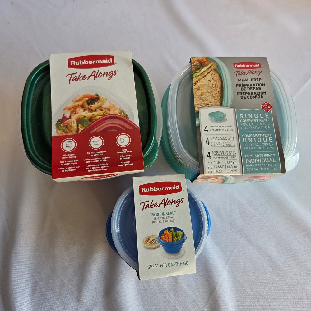 Rubbermaid TakeAlongs Food Storage Set 7pc Meal Prep Sandwich Twist Seal NEW